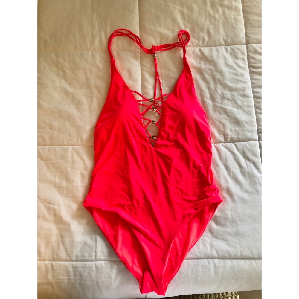 Neon Pink One Piece Bathing Suit 🍑